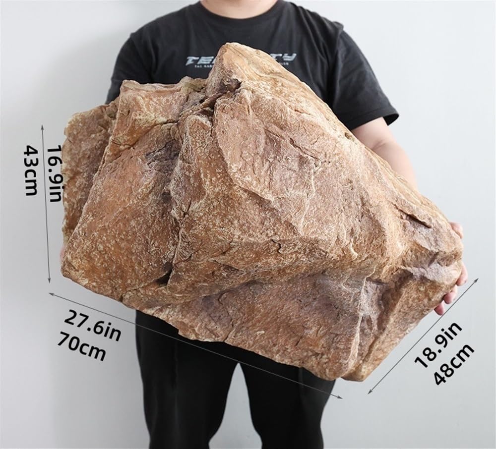 Realistic PU Foam Fake Rock - Solid Non-Hollow Artificial Landscape Stone for Yard Decoration (16.9x27.6x18.9in, Yellow) - Perfect for Outdoor Garden, Poolside, and Patio Landscaping