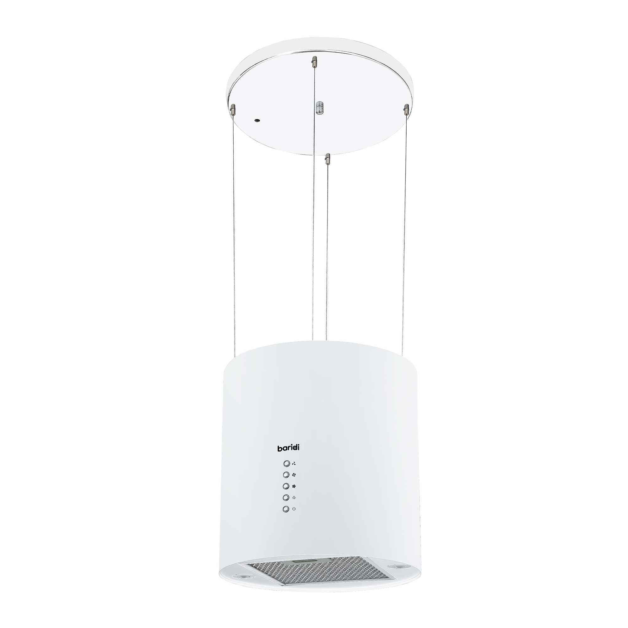 Baridi Island Cooker Hood - 35cm Pendant Style Range Hood with 3 Speed Settings in White (DH221) - Perfect for Modern Kitchens and Open Plan Living Spaces