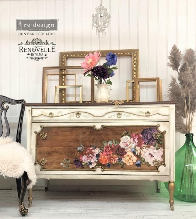 Redesign Decor Clear-Cling Stamps - Linear Floral Wall Decals for DIY Wall Art, Furniture & Home Decor | Perfect for Bedroom Nightstand, Vanity Table, Dressing Table & Office Desk | Easy Peel & Stick Design for Wall Painting & Home Makeover
