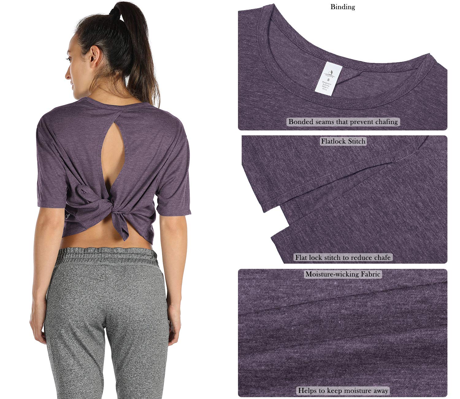 Icyzone Women's Open Back Workout Top - Breathable Yoga T-Shirt & Activewear Crop Top for Gym, Running, Fitness (2-Pack) | Perfect for Yoga, Pilates & Summer Workouts