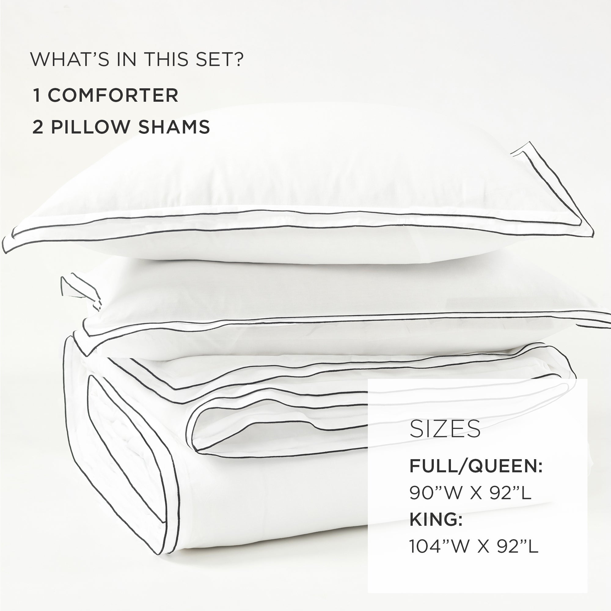 Hampton Double Flange Embroidered Contrast Edge Comforter Set - Queen Size Luxury Bedding for Master Bedroom & Guest Room - Soft & Elegant Home Decor for All Seasons