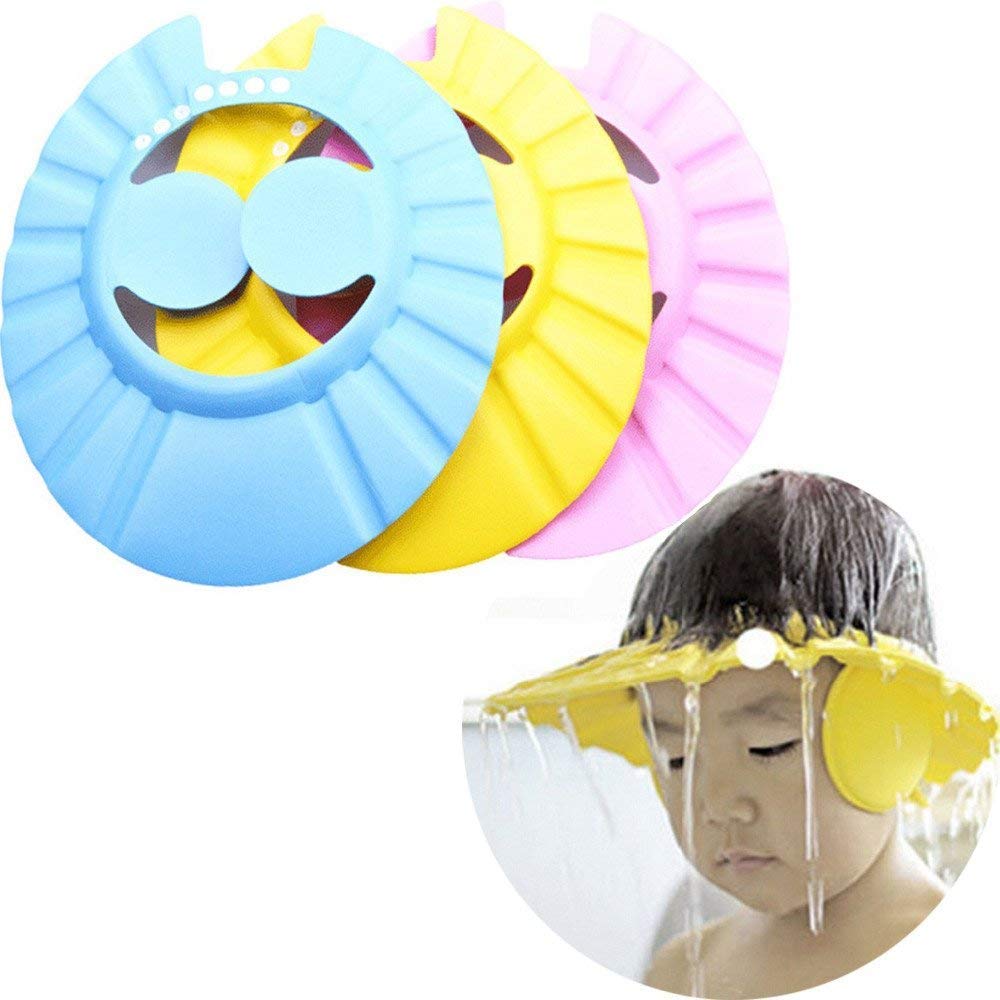 KHODIYAR Adjustable Baby Shower Cap - Soft Bathing Hair Wash Protector for Kids - Waterproof Eye & Ear Cover with Leaf Design - Multicolor (Perfect for Toddler Bath Time & Sensitive Skin Care)