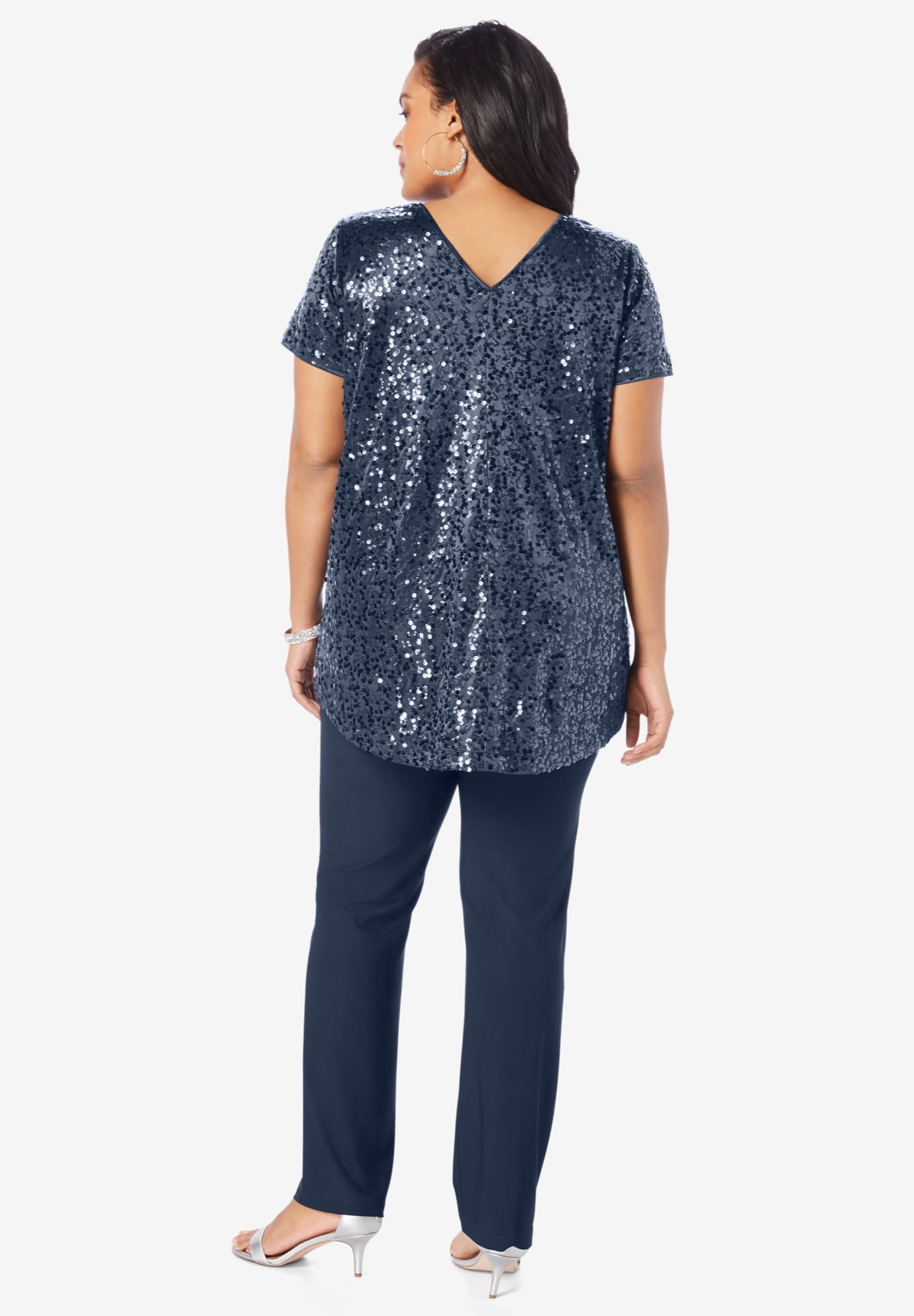 Romantic Women's Plus Size Sequin Pajama Set - Comfortable & Glamorous Loungewear for Sleepovers, Parties & Special Occasions