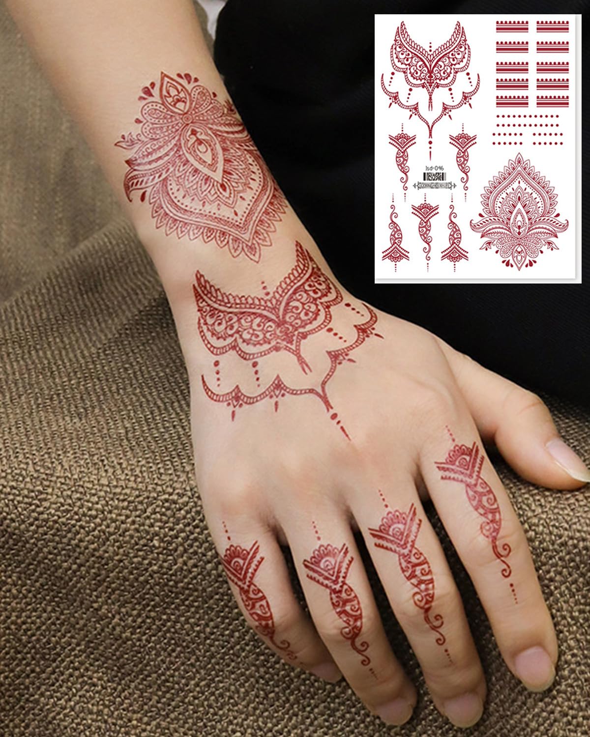 12 Pack Arabic Temporary Tattoo Stickers for Women & Men - Waterproof Fake Tattoos for Hands, Arms, Body & Feet - Perfect for Parties, Festivals & Cosplay