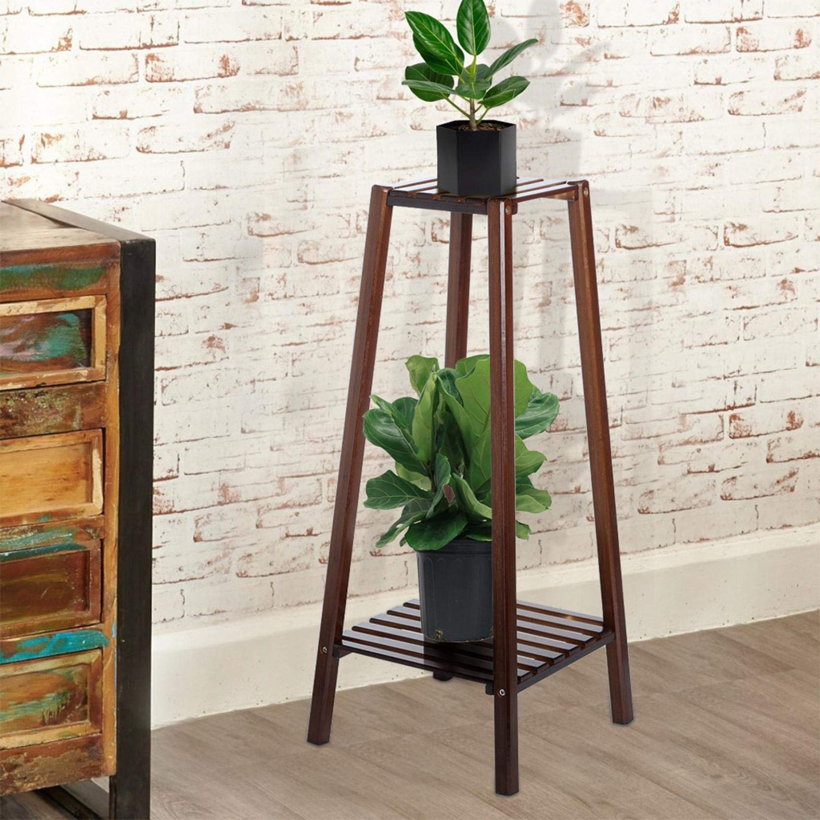 2-Tier Bamboo Plant Stand for Indoor & Outdoor Use - Flower Display Shelf, Pot Holder Rack for Garden, Patio, Balcony, Office & Living Room - Fast US Shipping (Multiple Styles Available) - Perfect for Organizing Plants, Decor & Small Spaces