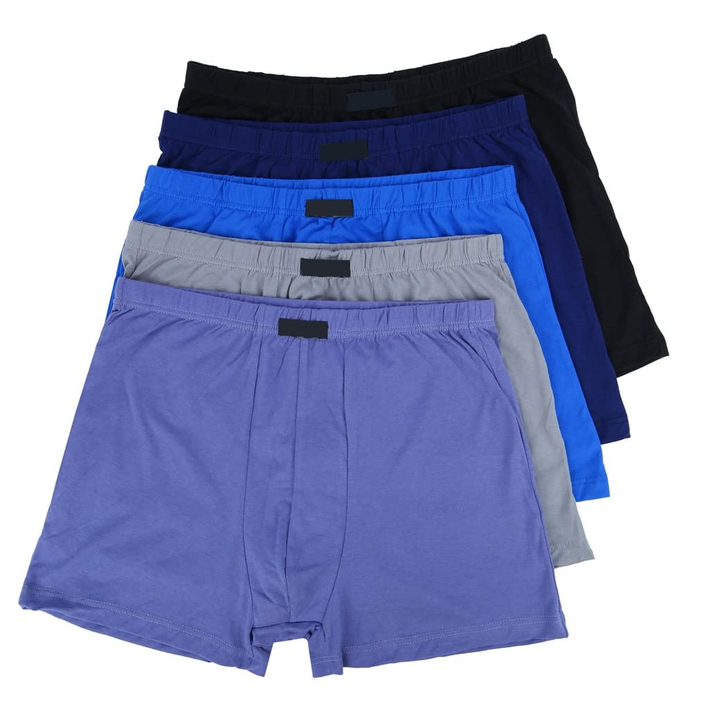 4-Pack Men's Cotton Boxer Briefs - Large Size (Euro 6XL/Asia 8XL) - Breathable Loose Underwear for Men - Multi-Colored - Perfect for Daily Wear, Workout & Sleep