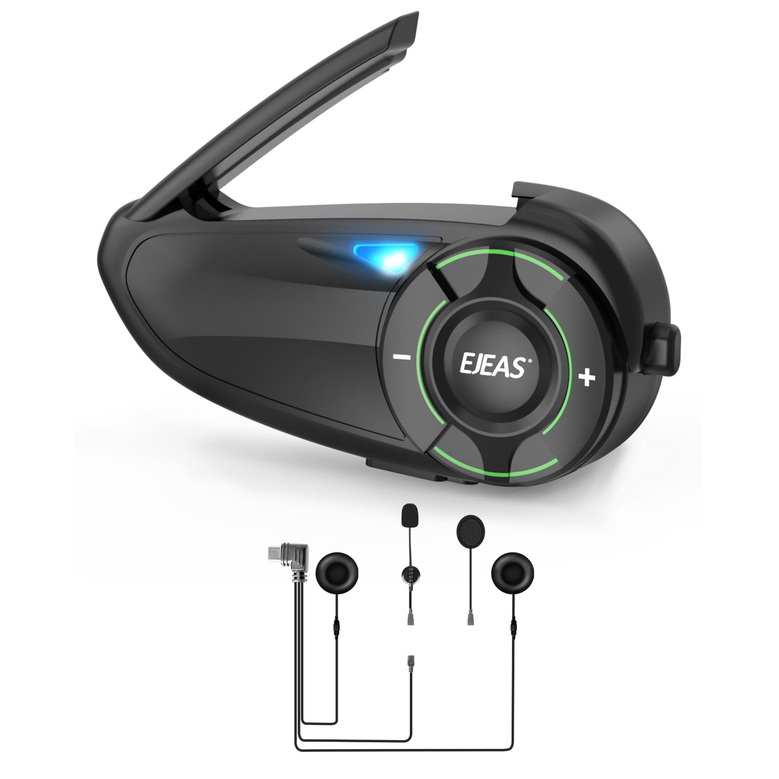 EJEAS Q8 Motorcycle Bluetooth Headset - Upgraded Mesh 3.0 Intercom System with Music Sharing, IP67 Waterproof for 6 Riders Group Communication | Perfect for Group Rides, Road Trips & Adventure Motorcycling