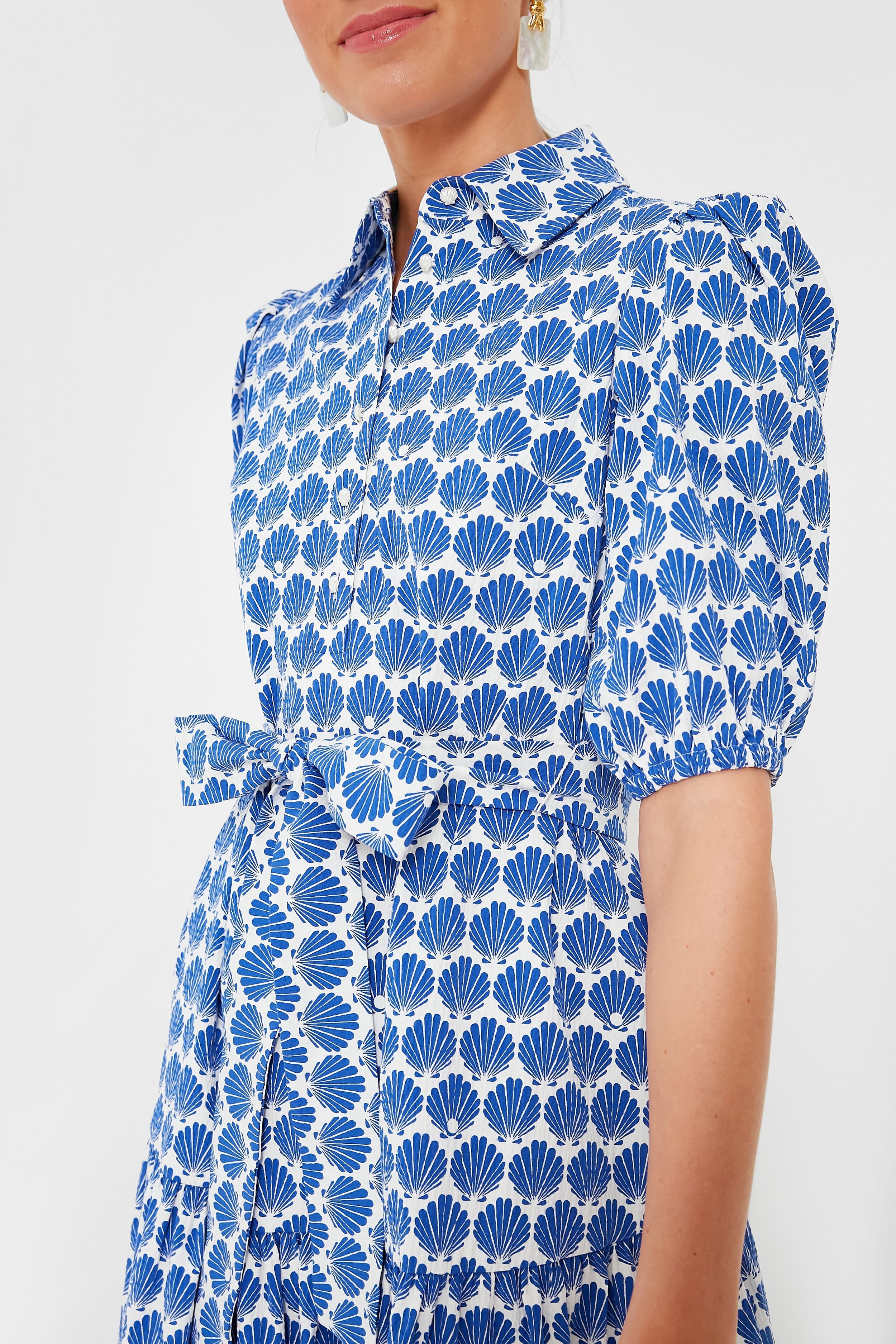 Blueberry Shells Lake Dress - Women's Floral Summer Sundress for Beach, Vacation & Casual Wear