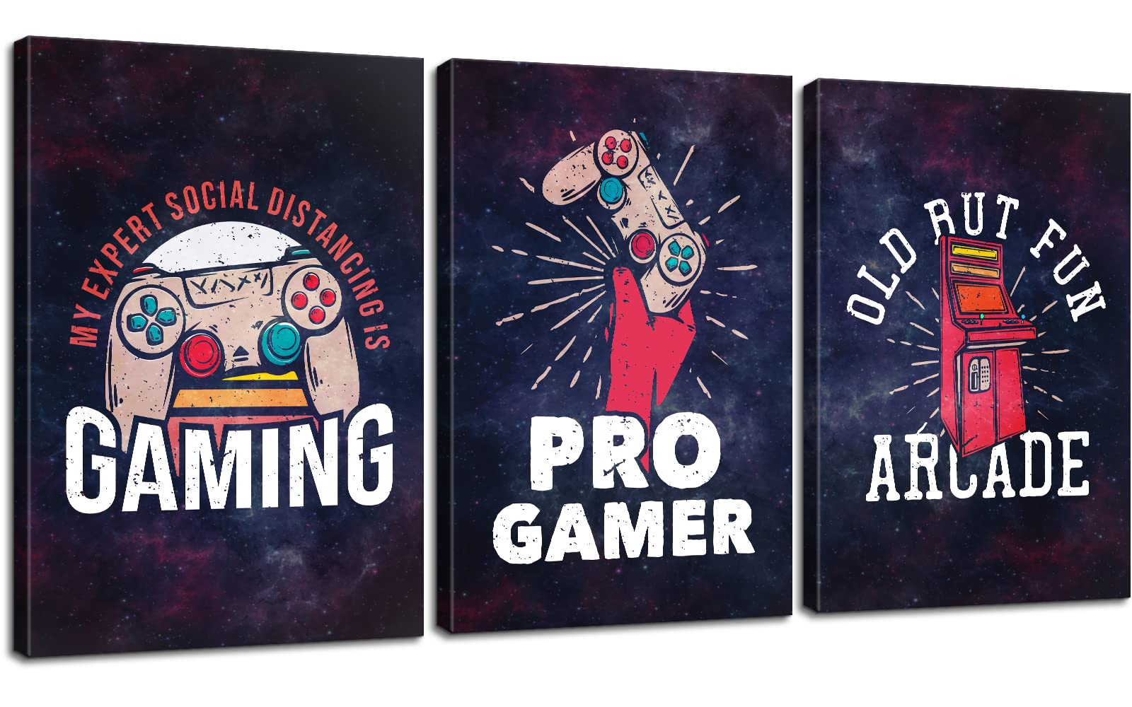 3-Piece Gaming Room Wall Art Set - Video Game Posters Canvas for Gamer Decor (20