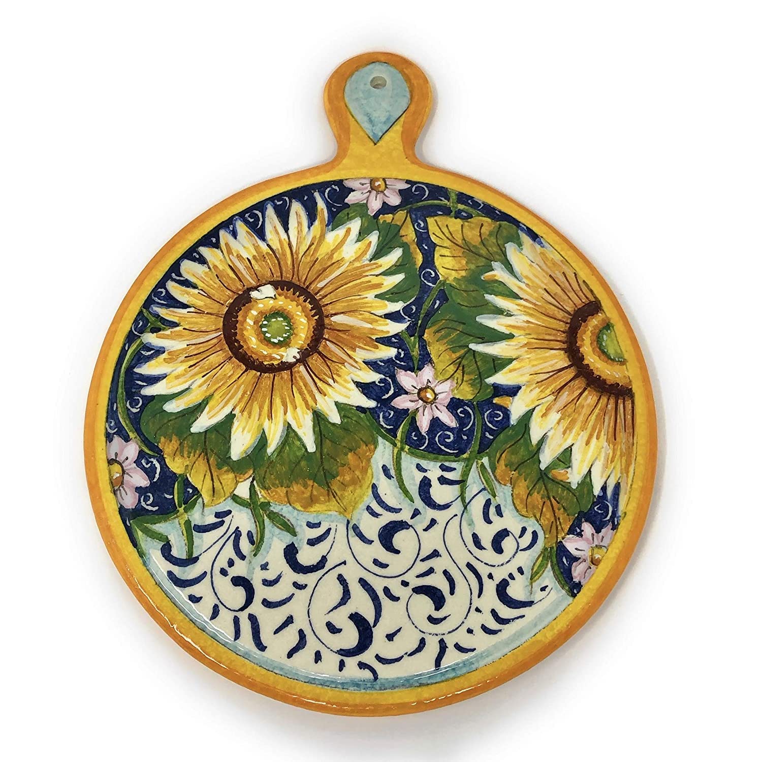 Hand-Painted Italian Ceramic Sunflower Trivet - Tuscan Kitchenware & Pottery Tile, Made in Italy | Perfect for Hot Dishes, Table Decor & Gift Giving
