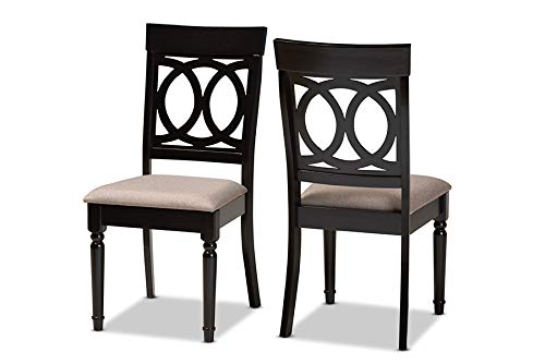 Modern & Contemporary 2-Piece Dining Chair Set - Sand Fabric Upholstery with Espresso Brown Wood Finish | Perfect for Kitchen, Dining Room & Small Space Decor