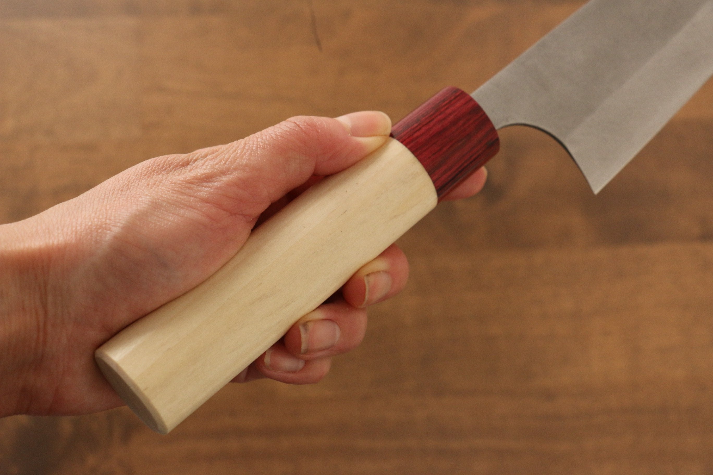 Masakage Yuki White Steel No.2 Nashiji Gyuto 210mm Japanese Chef Knife with Magnolia Handle - Perfect for Sushi, Meat Cutting & Professional Kitchen Use
