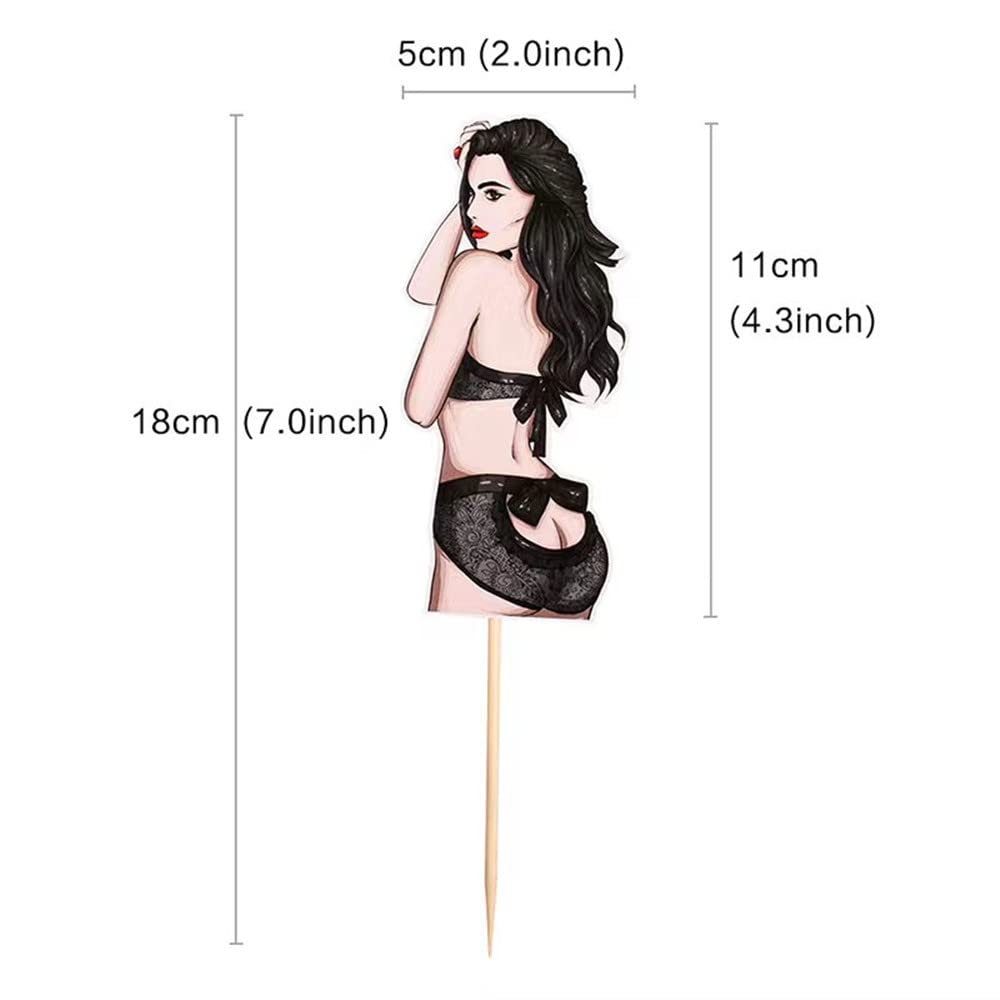 Muscle Man & Sexy Girl Cake Toppers Set - Bachelor Party Decorations, Birthday Cake Topper for Men, Bachelorette Party Supplies - Perfect for Adult Birthday Cakes, Gag Gifts & Themed Parties