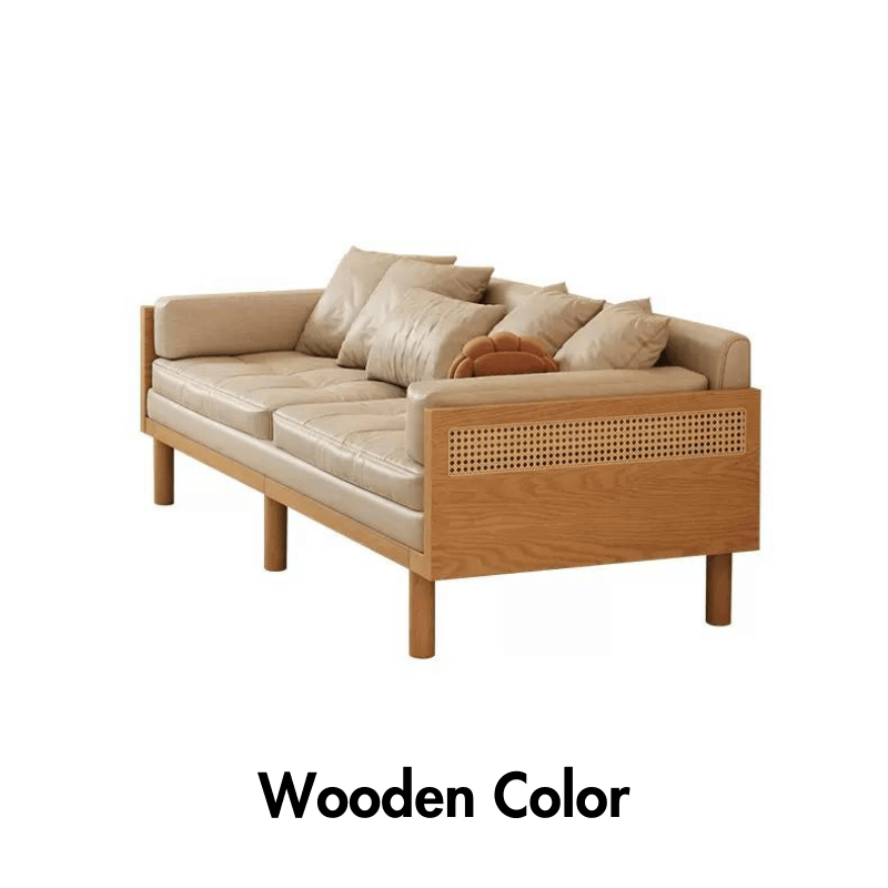 Leather & Wooden Upholstered Convertible Sofa Bed - Full Size Sleeper Sofa with Smoky Finish | Perfect for Small Apartments, Guest Rooms & Home Offices