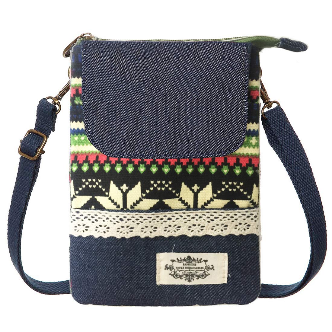 Stylish Leaf Pattern Canvas Crossbody Phone Purse for Women - Lightweight Small Wallet Bag with Adjustable Strap - Perfect for Daily Use, Shopping, Travel & Outings