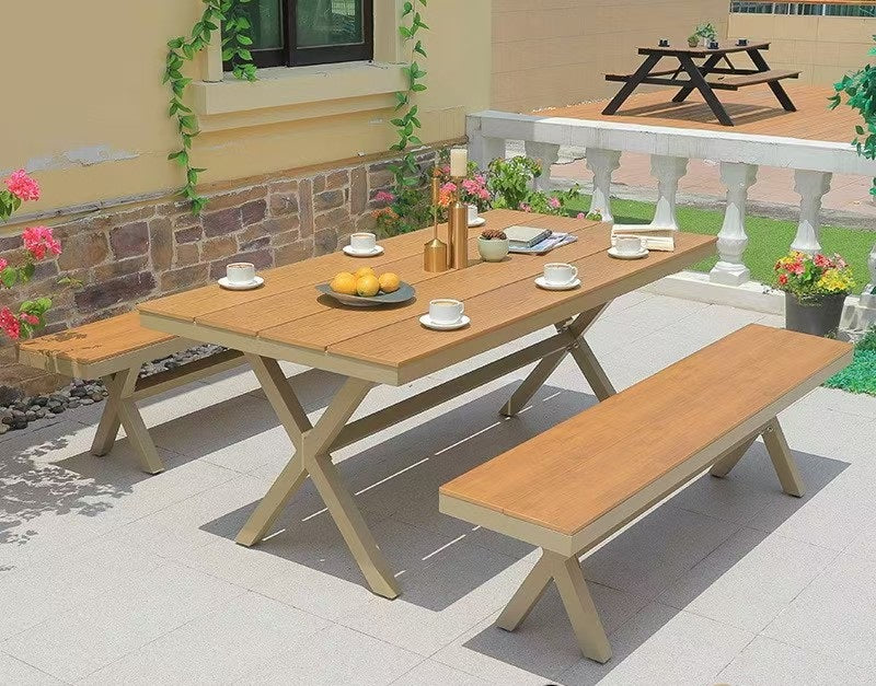 Alfresco Priscilla Outdoor Rectangular Dining Set - Perfect for Patio, Garden, and Backyard Entertaining