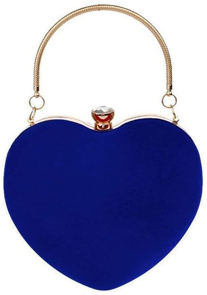 Heart Shaped Clutch Bag for Women - Blue Evening Purse with Shoulder Strap, Messenger & Tote Style - Perfect for Date Night, Wedding & Special Occasions