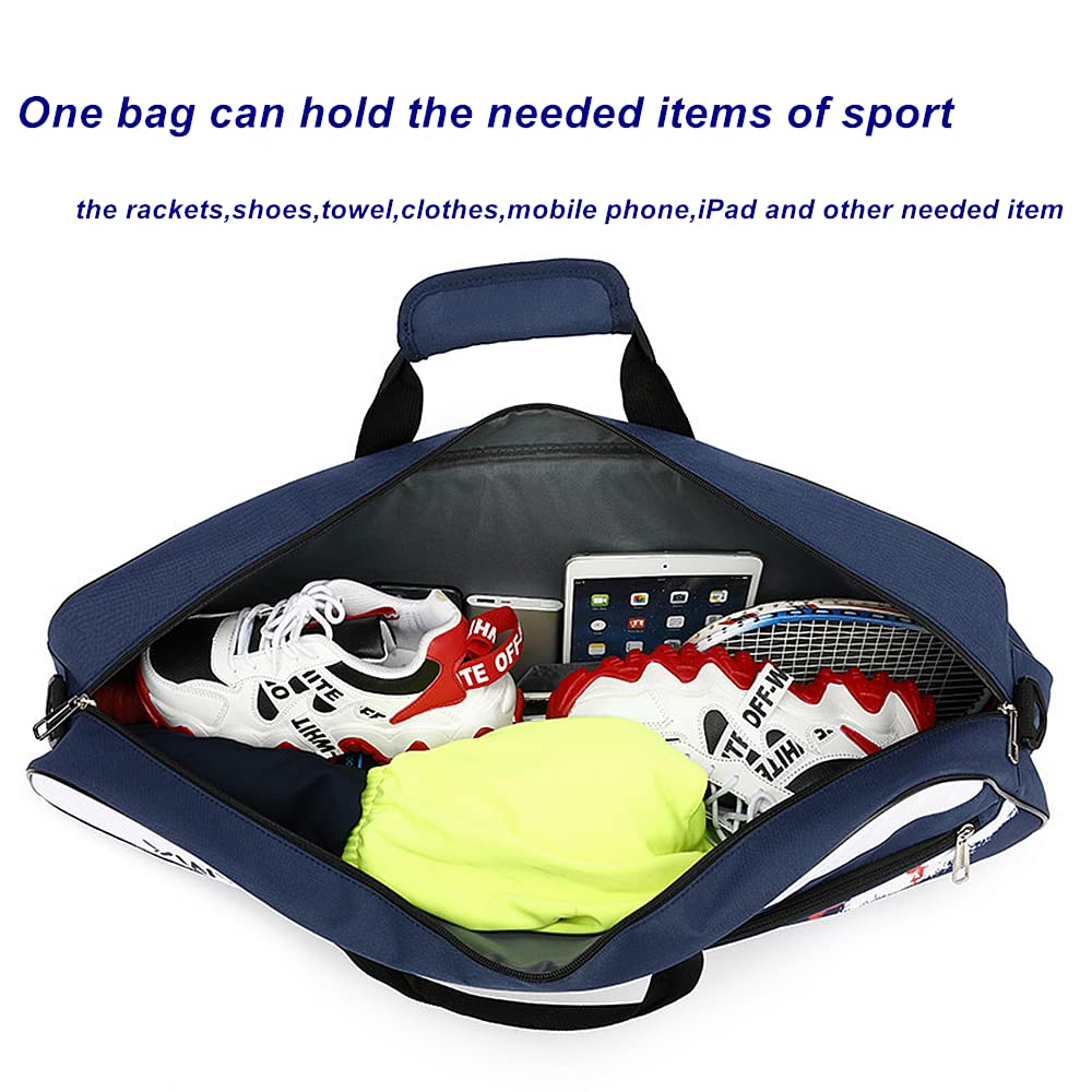 UNISTRENGH 3-Racket Tennis Bag with Adjustable & Detachable Shoulder Strap - Lightweight Waterproof Racquet Holder for Tennis & Badminton - Perfect for Court, Gym & Travel