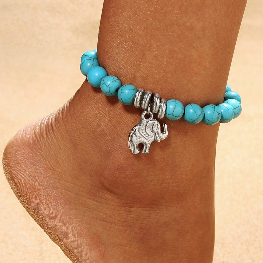 Boho Beaded Elephant Anklet for Women & Men - Eco-Friendly Adjustable Beach Foot Chain Jewelry - Perfect for Summer, Vacations & Boho Fashion