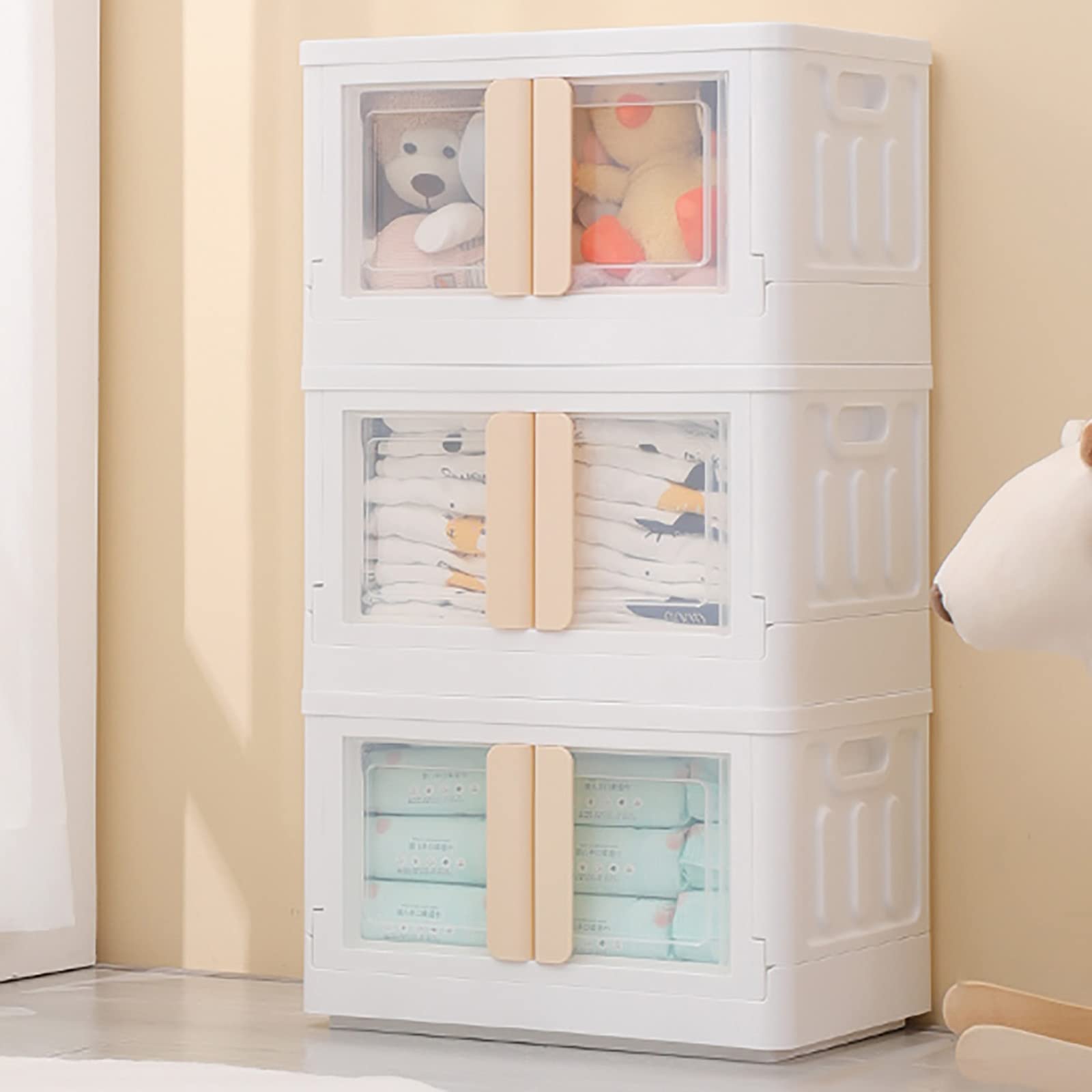 3-Layer Foldable Storage Box | Multi-Functional Storage Cabinet for Home Organization | Space-Saving Closet & Bathroom Organizer | Free Combination Design for Bedroom, Office & Kids Room Storage