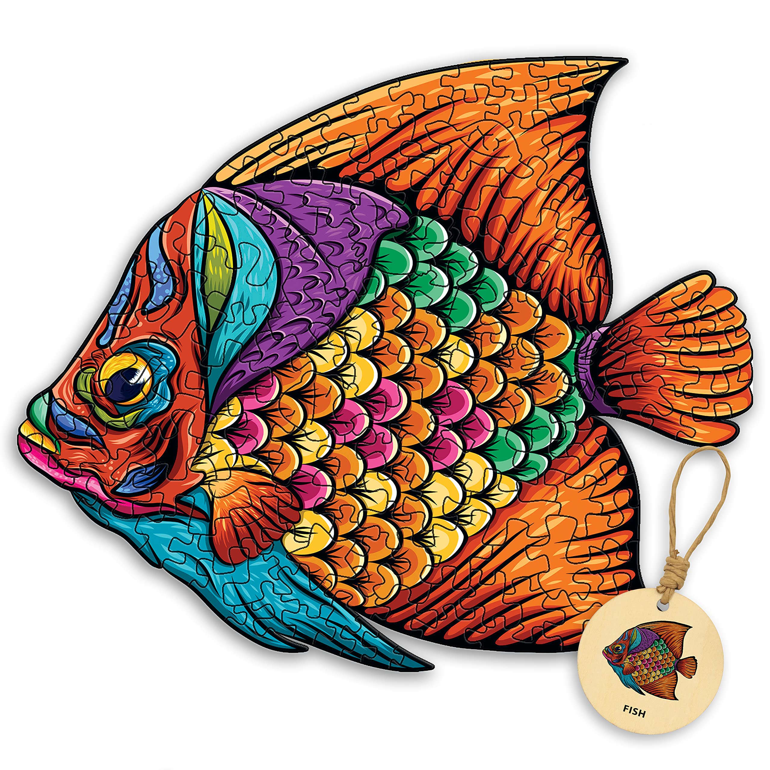 DEPLEE 280-330 Piece Wooden Jigsaw Puzzle for Adults - Unique Fish Shape Animal Puzzle, Creative Challenge Gift for Family & Friends (16.12 x 19.25 Inch) | Fun Home Decor & Relaxing Brain Teaser Activity