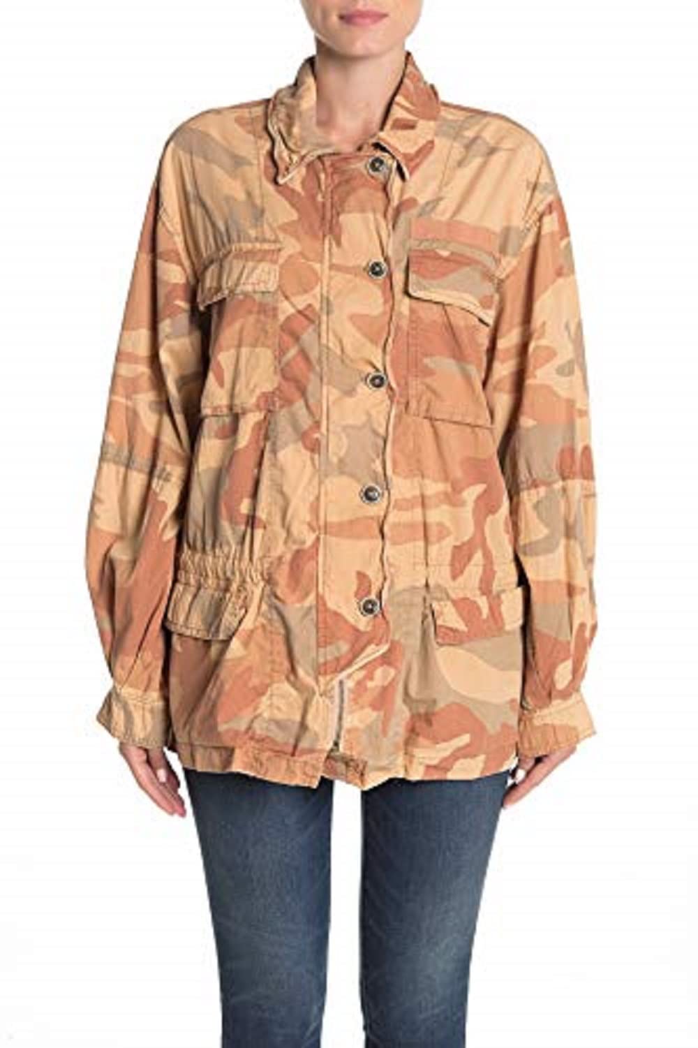 Free People Women's Lead The Way Camouflage Field Jacket - Taupe Combo, Size M | Water-Resistant Outdoor Jacket for Hiking, Camping & Fall Fashion