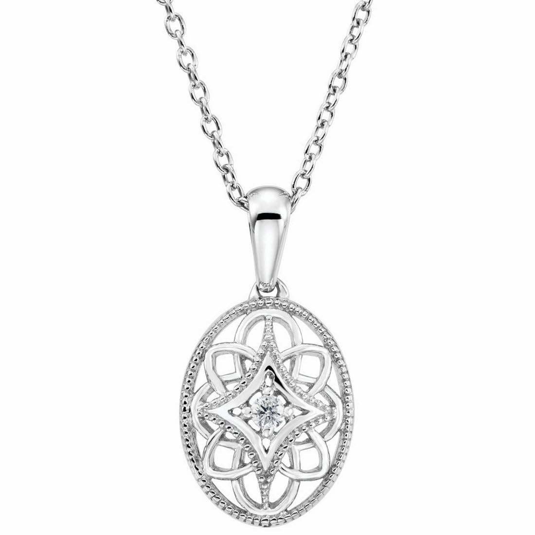 925 Sterling Silver Diamond Pendant Necklace for Women - 18 Inch Chain with 0.03ct Genuine Diamond, Elegant Jewelry Gift for Anniversary, Valentine's Day & Special Occasions
