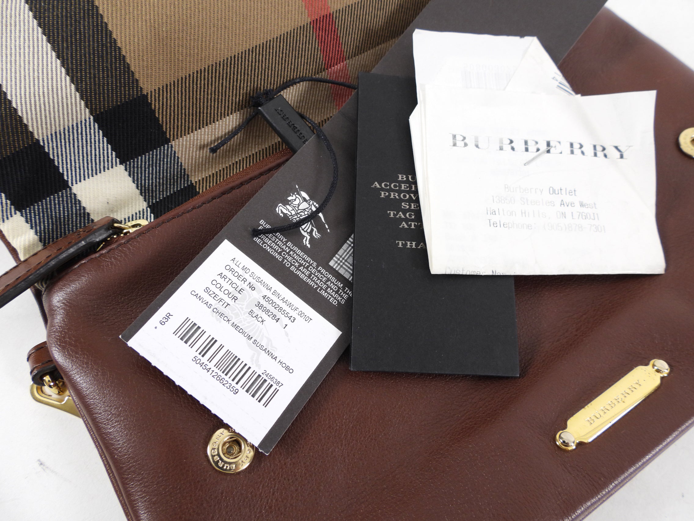 Burberry Brown Fold Over Check Wristlet Clutch Bag | Luxury Designer Crossbody Purse for Women | Perfect for Evening Parties, Date Nights & Special Occasions