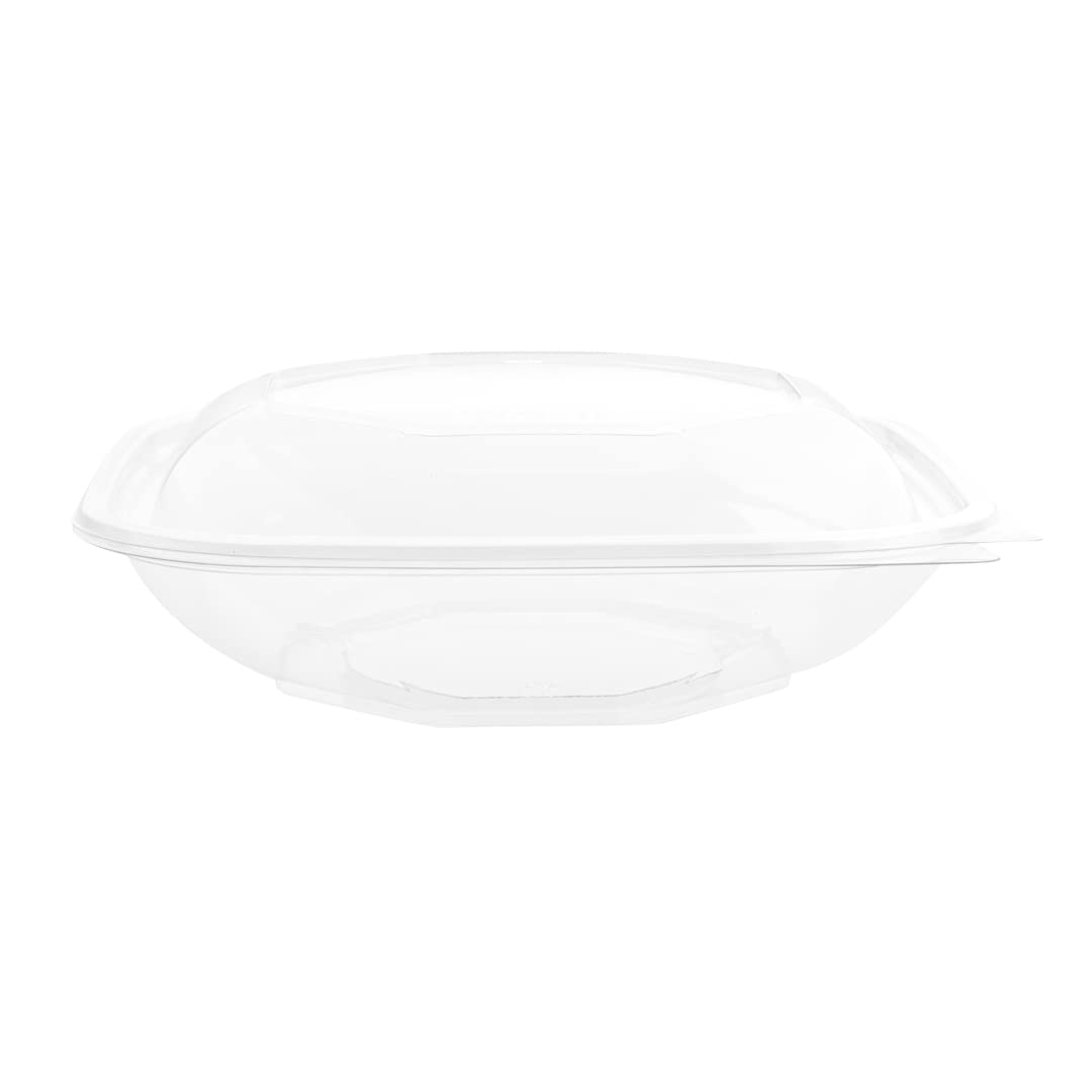 Restaurantware Thermo Tek 25.4oz Clear Plastic Salad Bowls with Lids - 100-Pack Freezable, Anti-Fog Disposable Food Containers for Takeout, Meal Prep & Catering | Perfect for Salads, Soups, Noodles & Party Serving