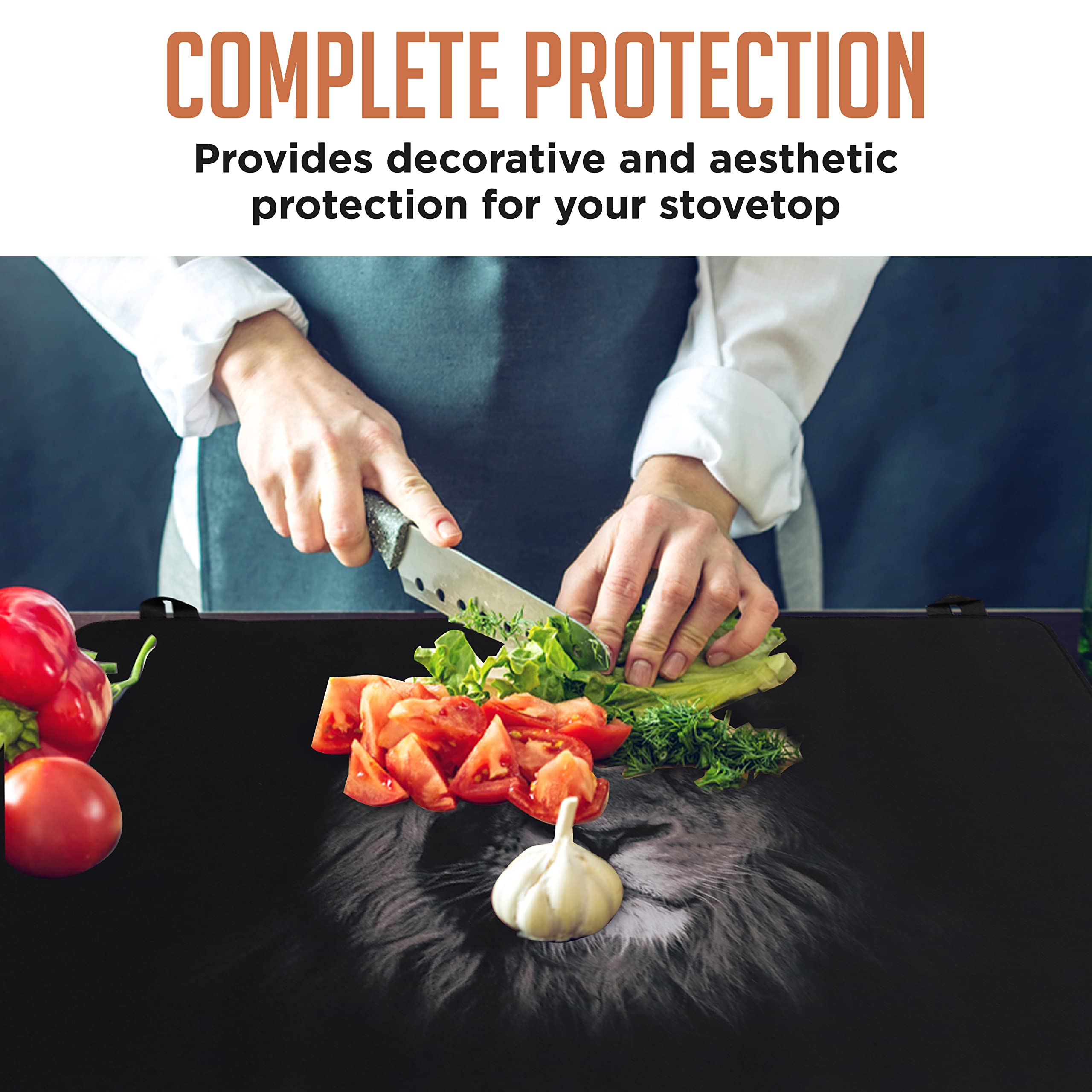 Larsic Stove Cover - Non-Slip Waterproof Electric Stove Protector for Washer Dryer Top, Foldable Scratch-Resistant Kitchen Organizer (28.5x20.5 Inches, Lion Print) - Perfect for Small Apartments & RV Cooking Spaces