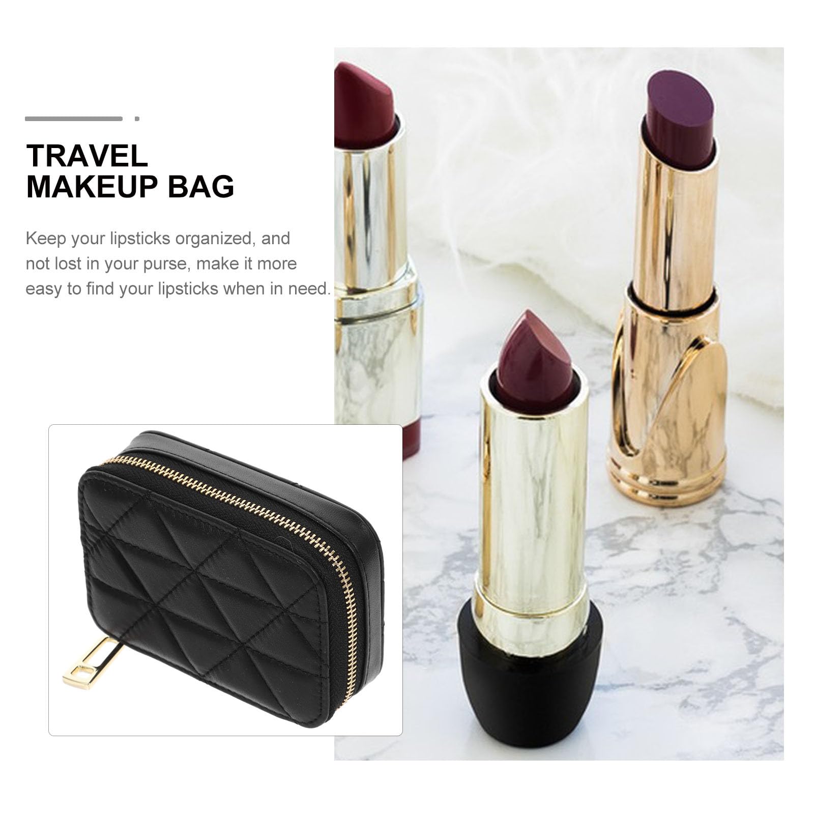 Lipstick Organizer with Mirror - Travel Makeup Case for Purse Storage