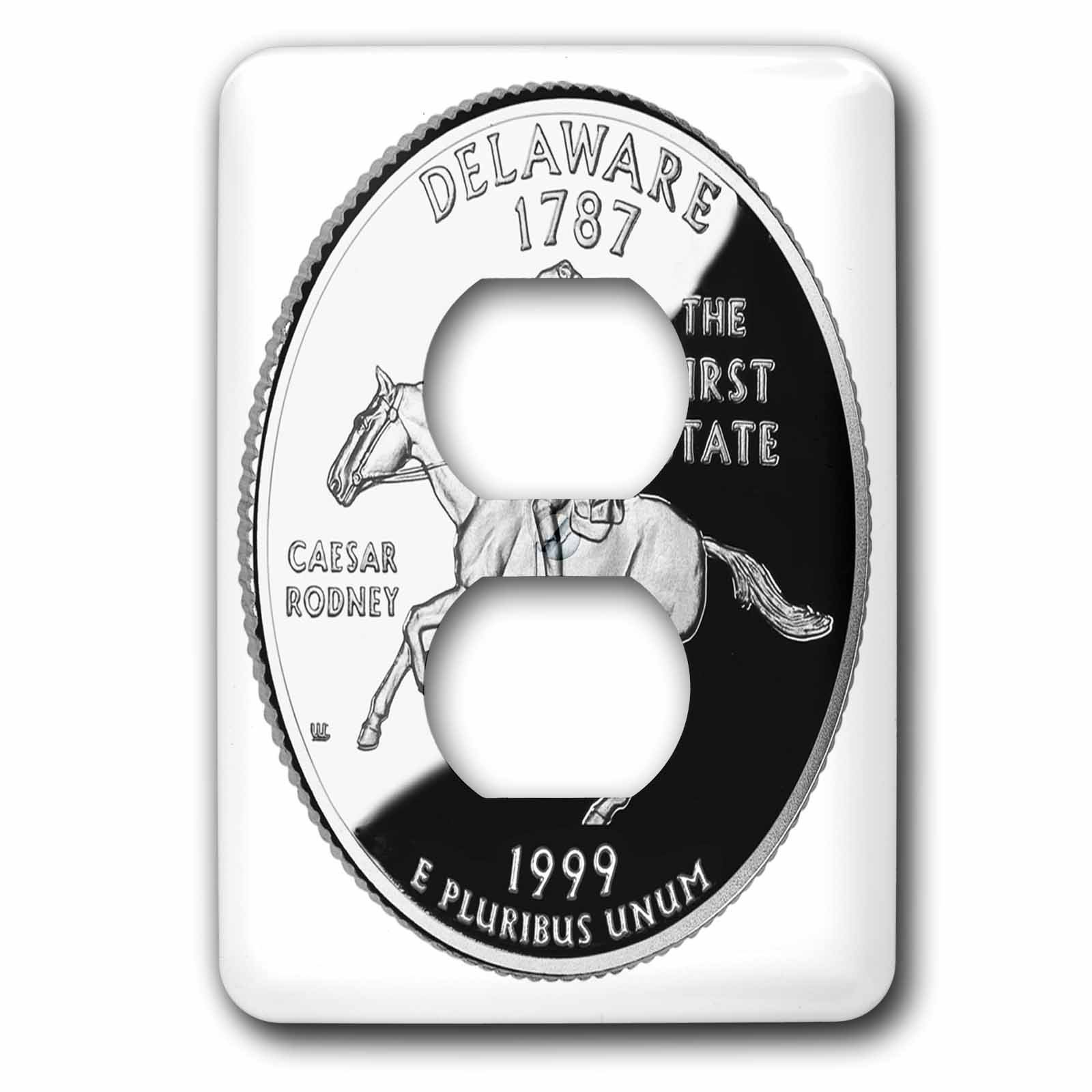 3D Rose Delaware State Quarter Outlet Cover - Decorative Electrical Plate for Home & Office Decor, Perfect for US History Enthusiasts and Coin Collectors