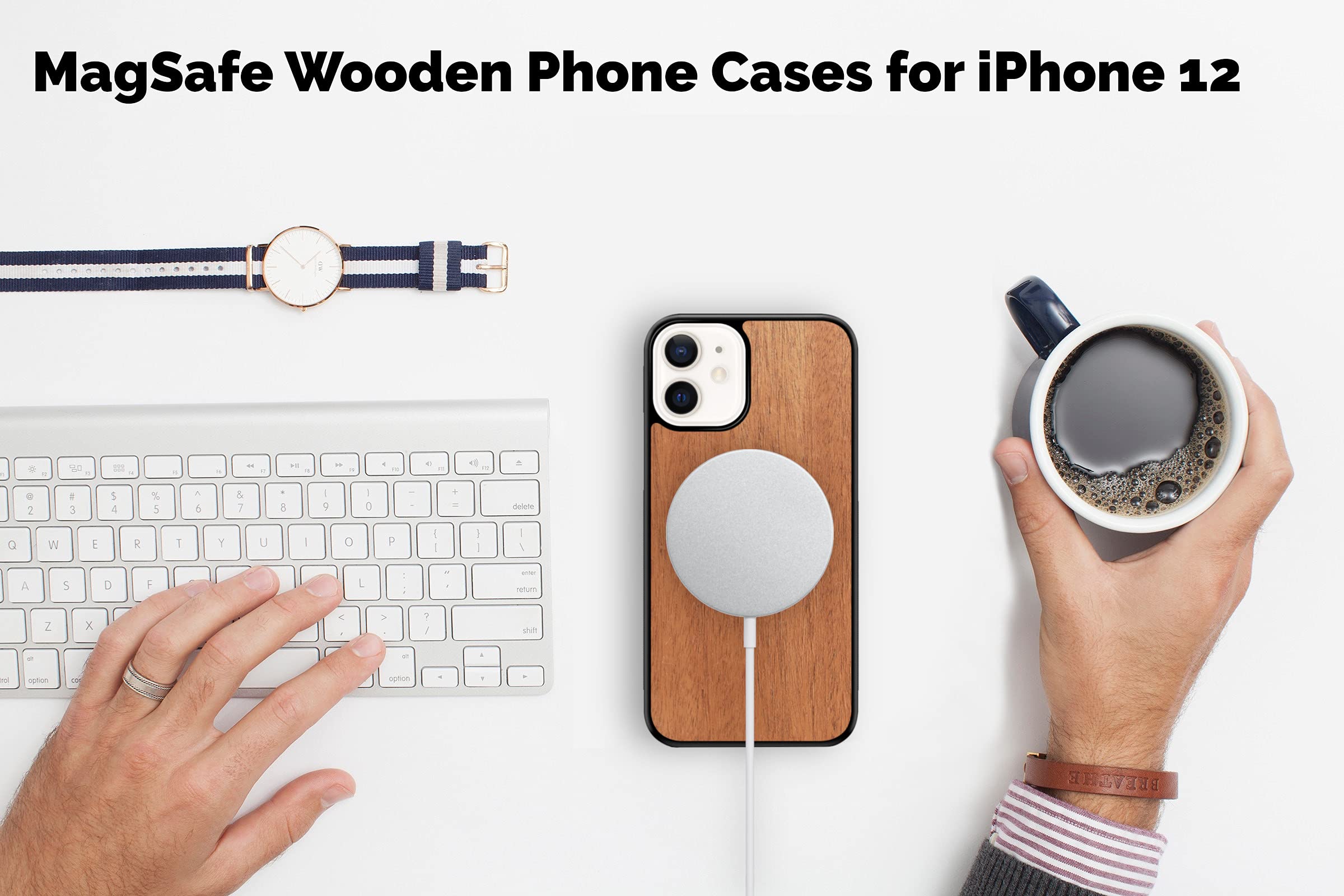 Slim Wooden Phone Case for iPhone 13 Pro Max - Natural Bamboo Sky & Sawtooth Mountains Design | Eco-Friendly Protective Cover | Perfect for Outdoor Adventures, Travel & Daily Use