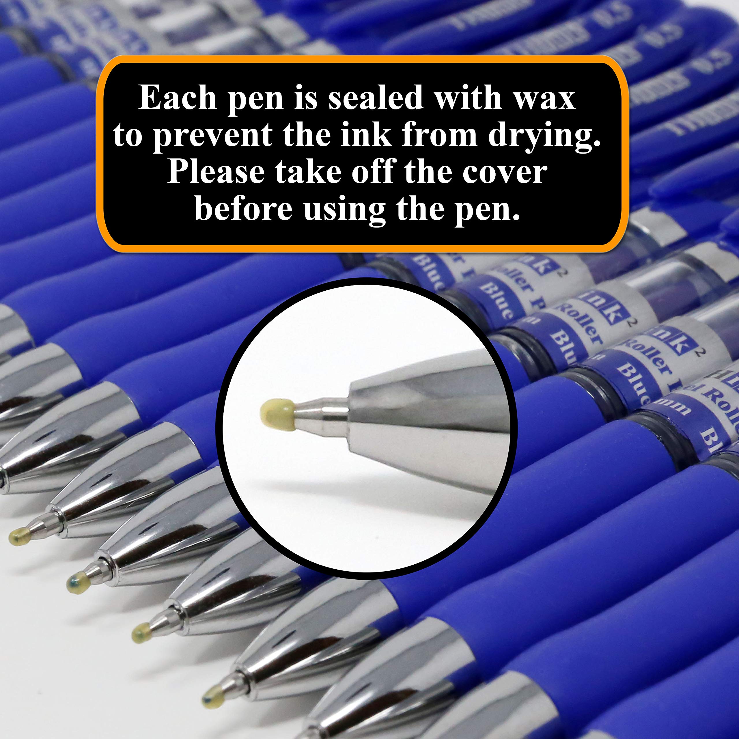 Think2Master 24 Pack Retractable Gel Pens - Blue Ink, Fine Point 0.5mm Rollerball Pens with Comfort Grip for Smooth Writing - Perfect for Office, School, Note Taking & Journaling
