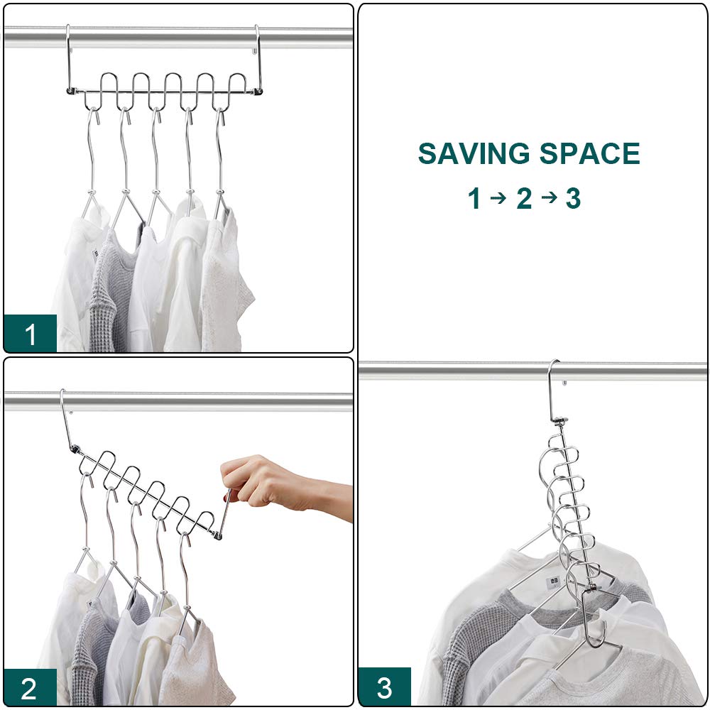 Meetu 9.5 Inch Space Saving Closet Organizer Hangers - Pack of 8 Magic Cloth Hangers for Wardrobe & Closet Organization System | Perfect for Small Spaces, Dorm Rooms & Travel Luggage