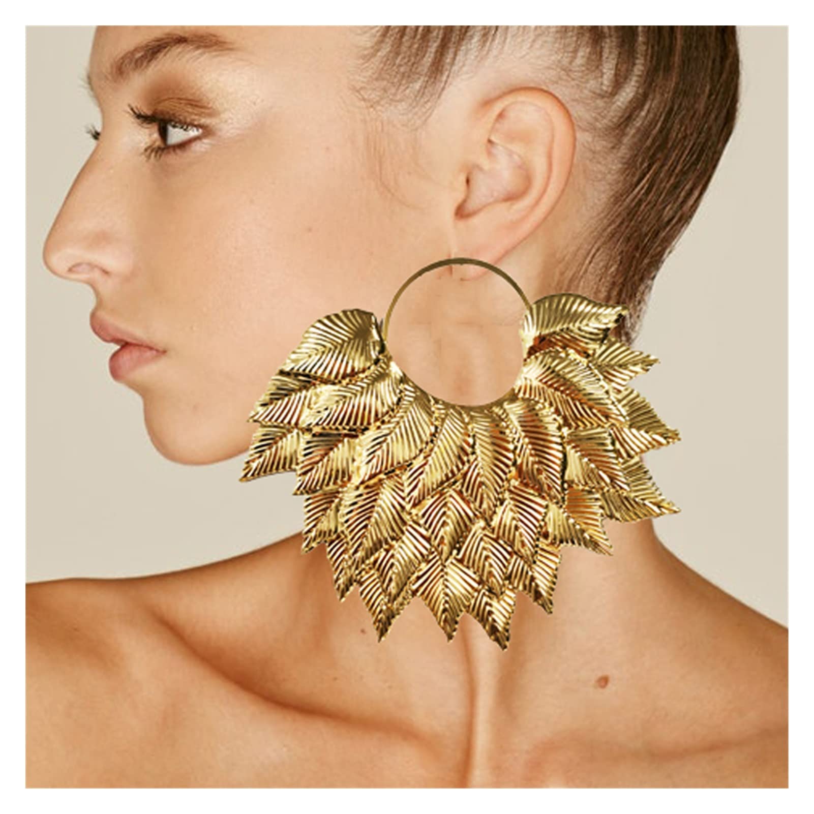 TOMYEUS 14K Gold Plated Leaf Shape Stud Earrings for Women - Dangle Drop Earrings with Cubic Zirconia - Elegant Diamond-Like Jewelry Gift for Her - Perfect for Parties, Weddings & Everyday Wear