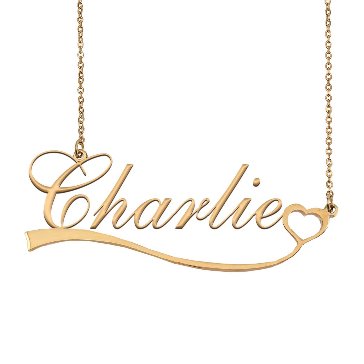 Personalized Name Necklace - Dancing Wolf Gold Custom Name Necklace with Heart Charm - Perfect Bridesmaid Jewelry Gift for Weddings, Anniversaries & Special Occasions