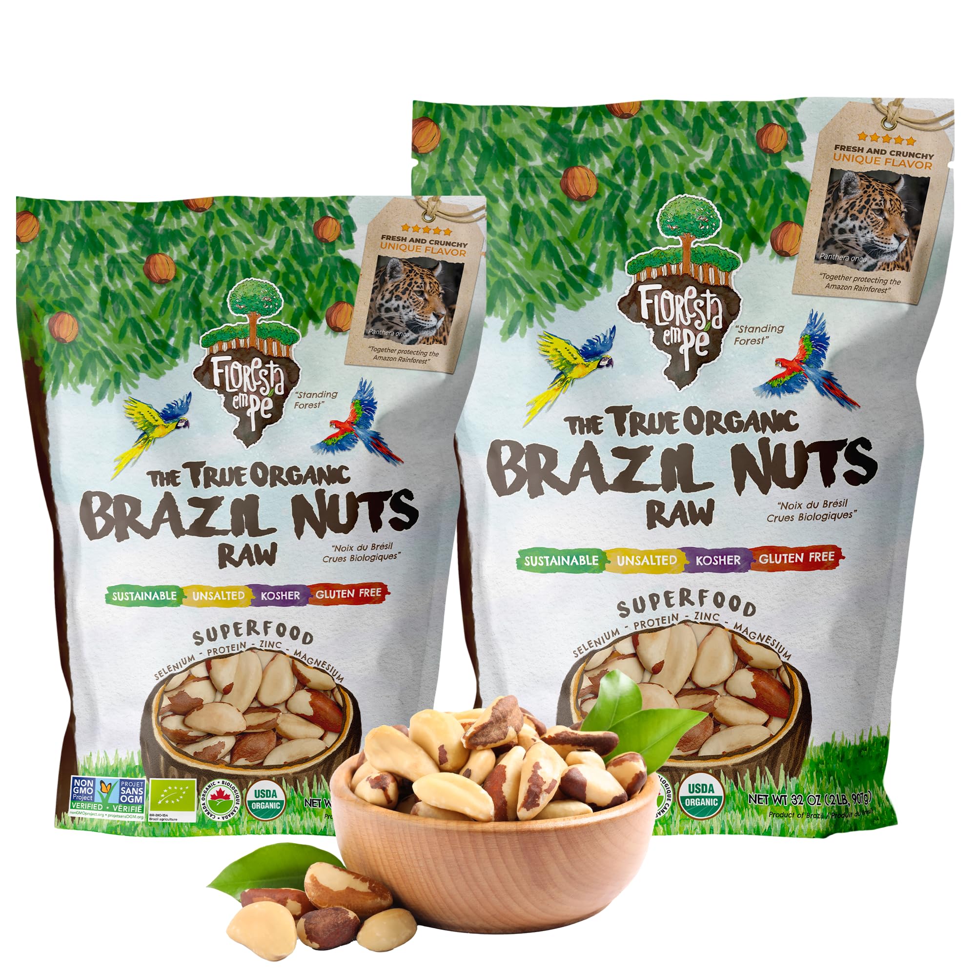 Organic Raw Brazil Nuts - Premium Quality (15oz + 32oz Bundle) - Healthy Snacks for Keto, Paleo & Vegan Diets - Perfect for Baking, Trail Mix & Gift Baskets