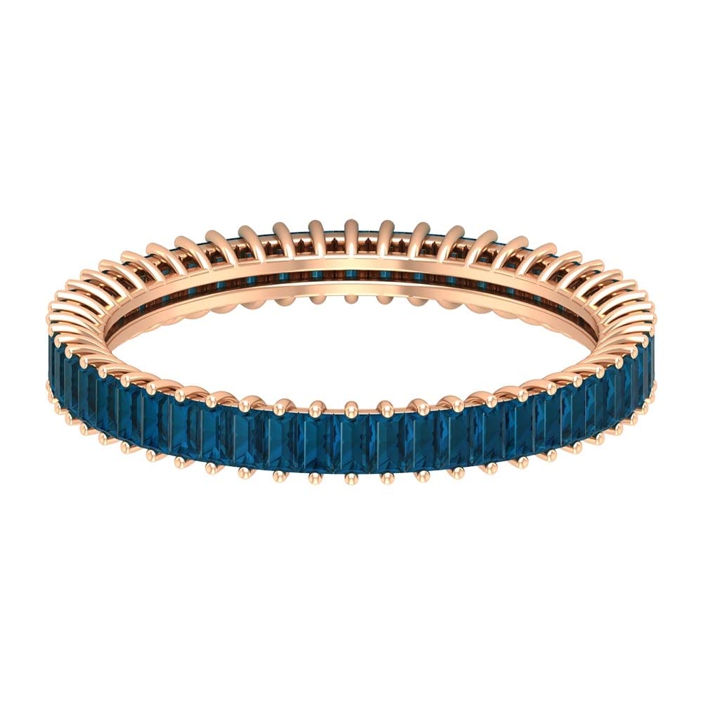 14K Solid Gold London Blue Topaz Eternity Ring - December Birthstone Band, Chic Full Eternity Wedding Ring for Women, Perfect for Anniversary Gifts & Special Occasions