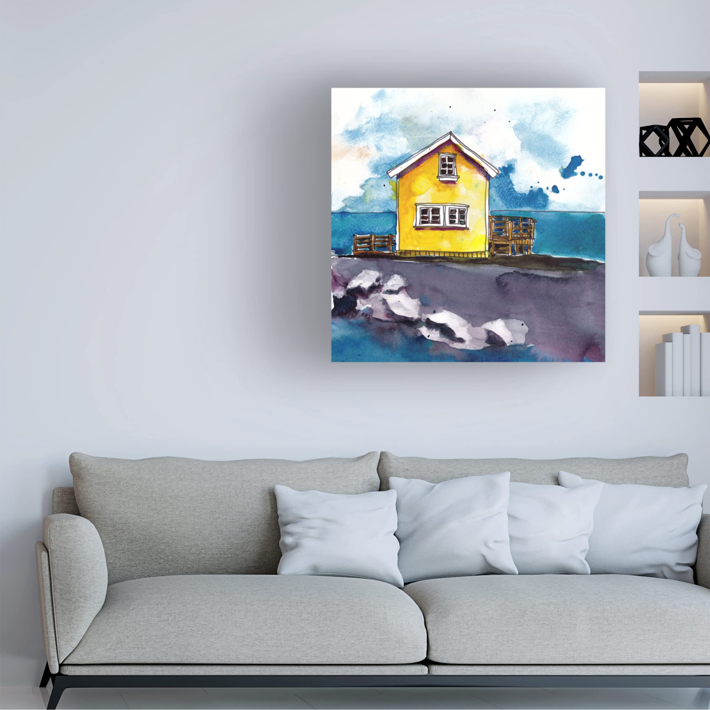 Paul McCreery 'Cabin Scape I' Framed Canvas Wall Art - Handmade Landscape Painting for Living Room, Bedroom & Office Decor