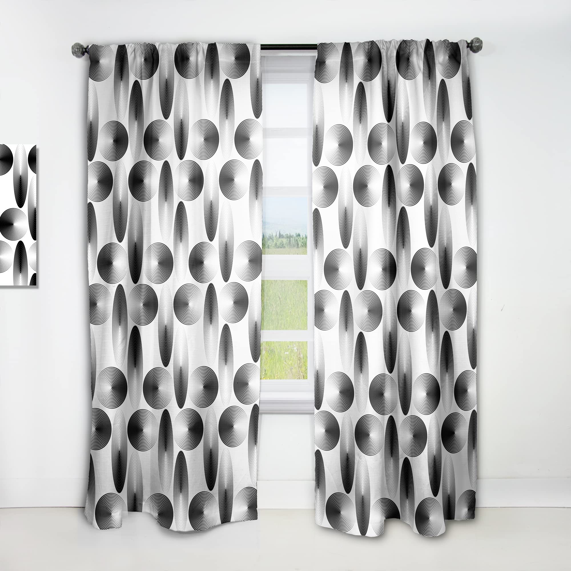 DesignQ Retro Geometric Abstract Pattern IV Thermal Insulated Curtains - Single Panel 52x108 - Blackout Drapes for Bedroom & Living Room - Perfect for Home Decor & Light Control