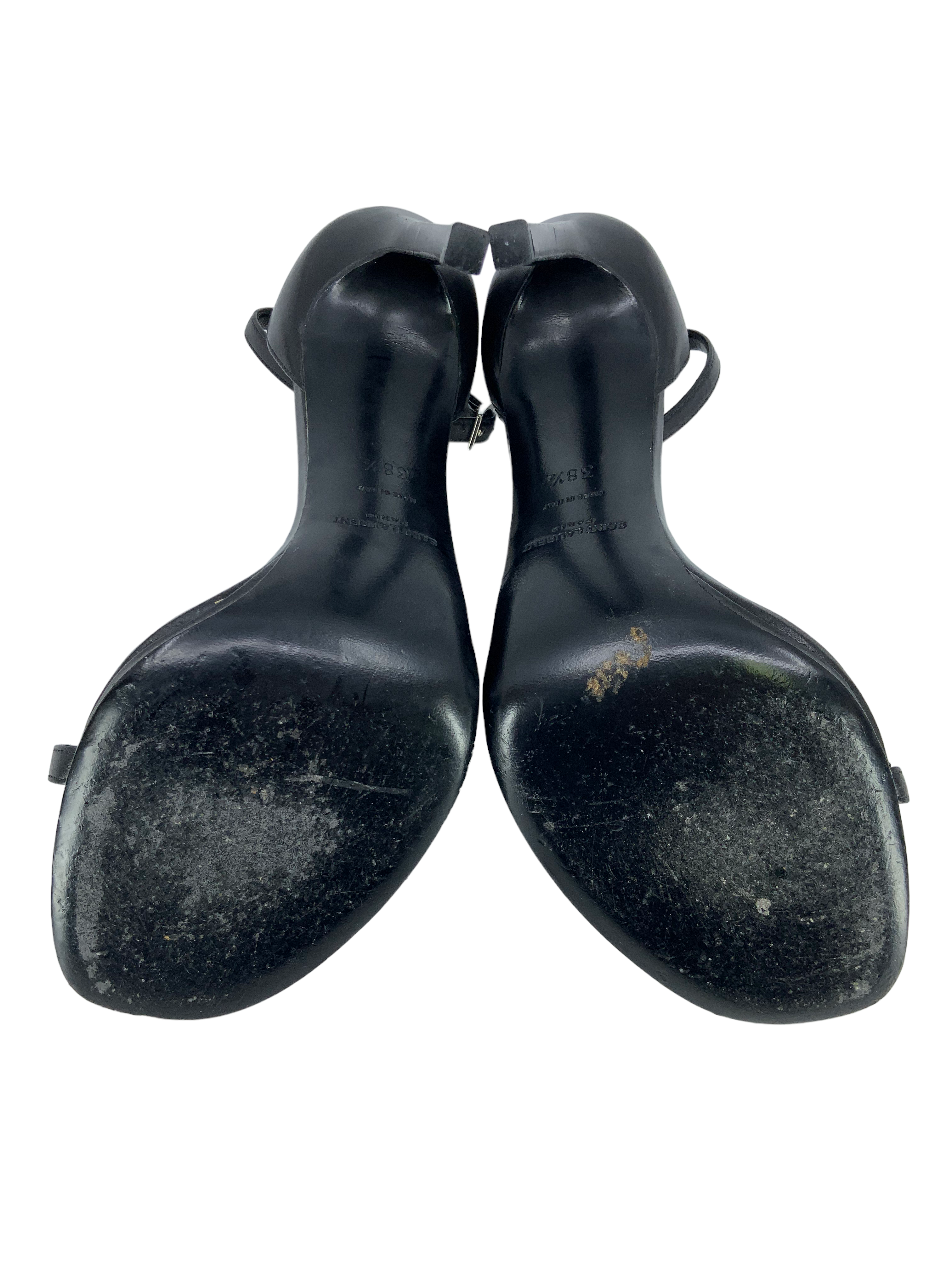 Saint Laurent Amber Leather Sandals Women's Size 8.5 - Luxury Designer Summer Sandals for Beach, Vacation & Casual Outings
