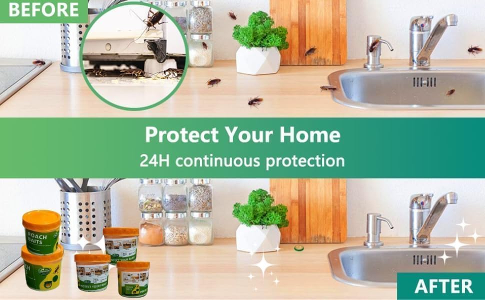 EverCozy Natural Cockroach Killer Gel - Fast Acting Roach Repellent for Home & Kitchen | Long Lasting Pest Control Solution | Eliminates Cockroaches Permanently | Ideal for Cabinets, Appliances & Hard-to-Reach Areas (6 Pack)