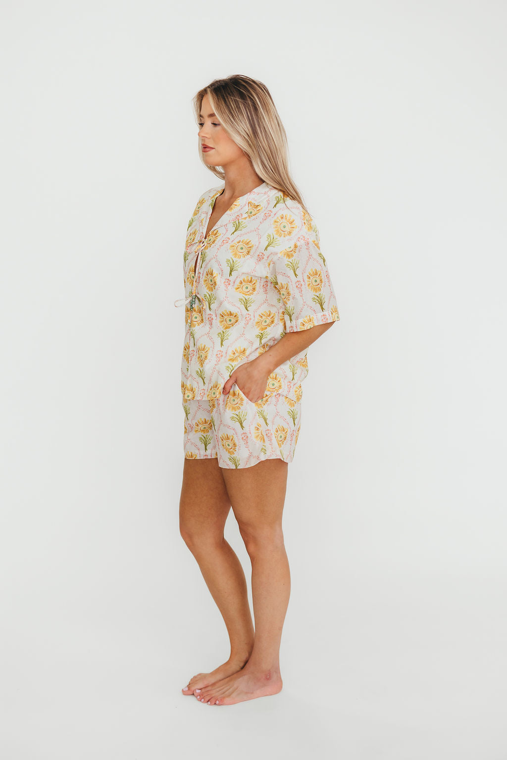 100% Cotton Floral Print Shirt & Shorts Set for Women - Casual Summer Outfit, Beach Wear, and Lounge Comfort