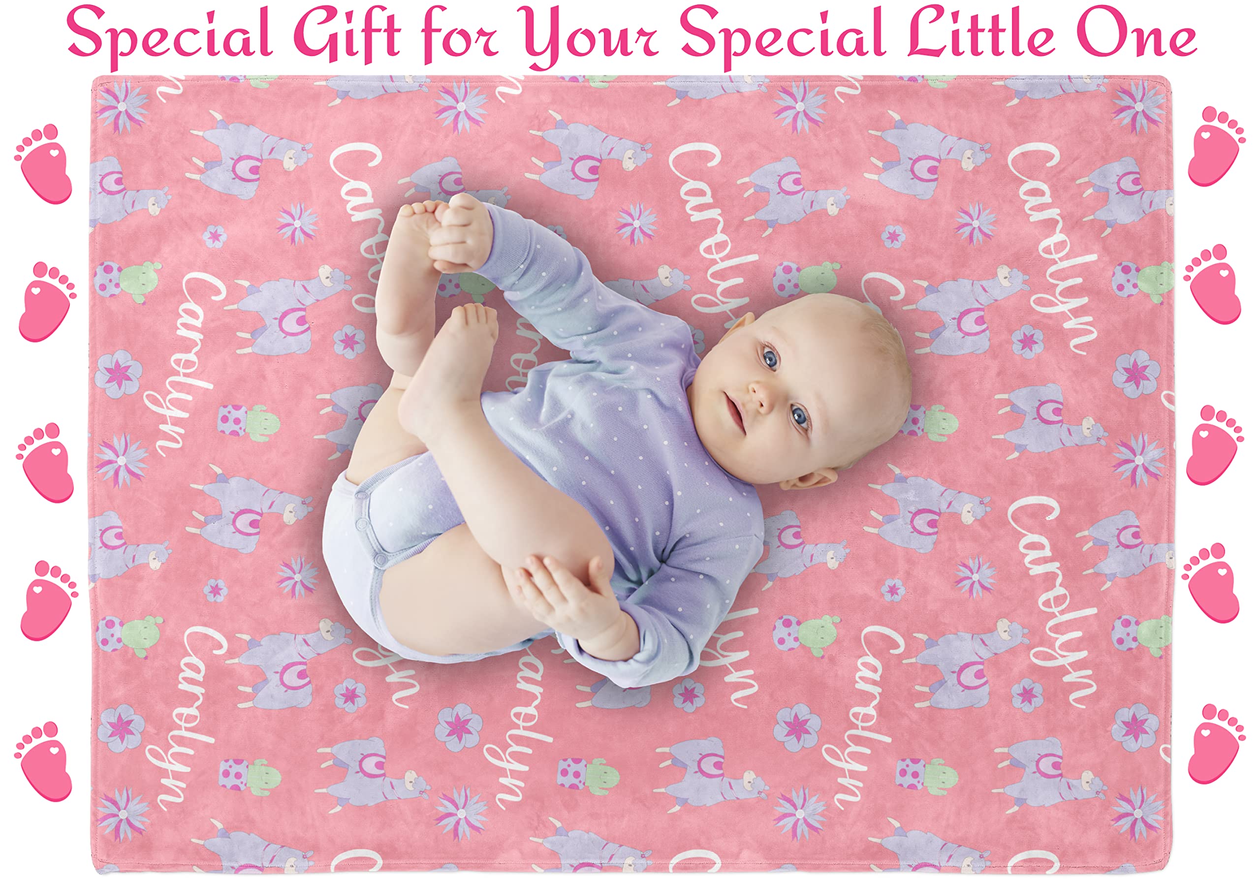 Custom Baby Blankets with Name - Personalized Llama & Cactus Design for Boys & Girls | Soft Unisex Baby Shower, Birthday & Christmas Gift for Newborns, Infants & Toddlers | Perfect for Nursery, Travel & Photo Shoots