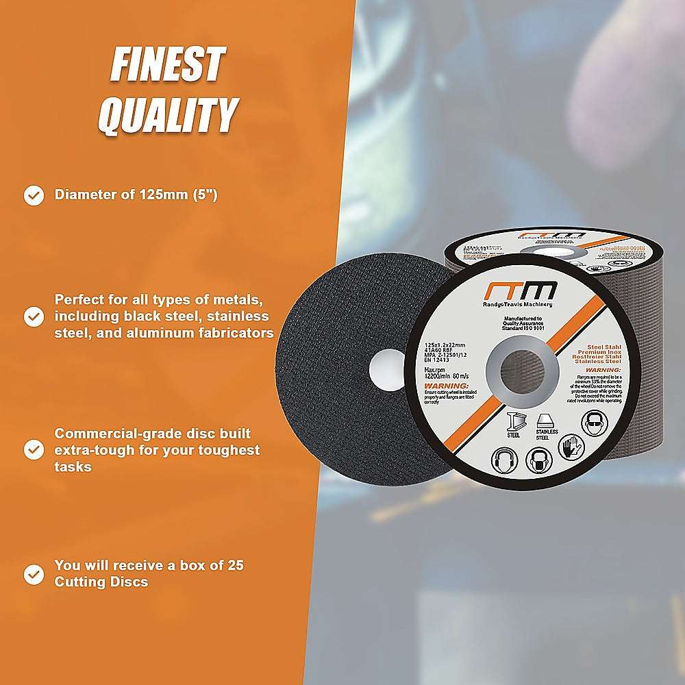125mm 5-Inch Cutting Disc Wheel for Angle Grinder - 50 Pack | High-Speed Metal & Stainless Steel Cutting | Perfect for DIY Projects, Construction & Metalworking
