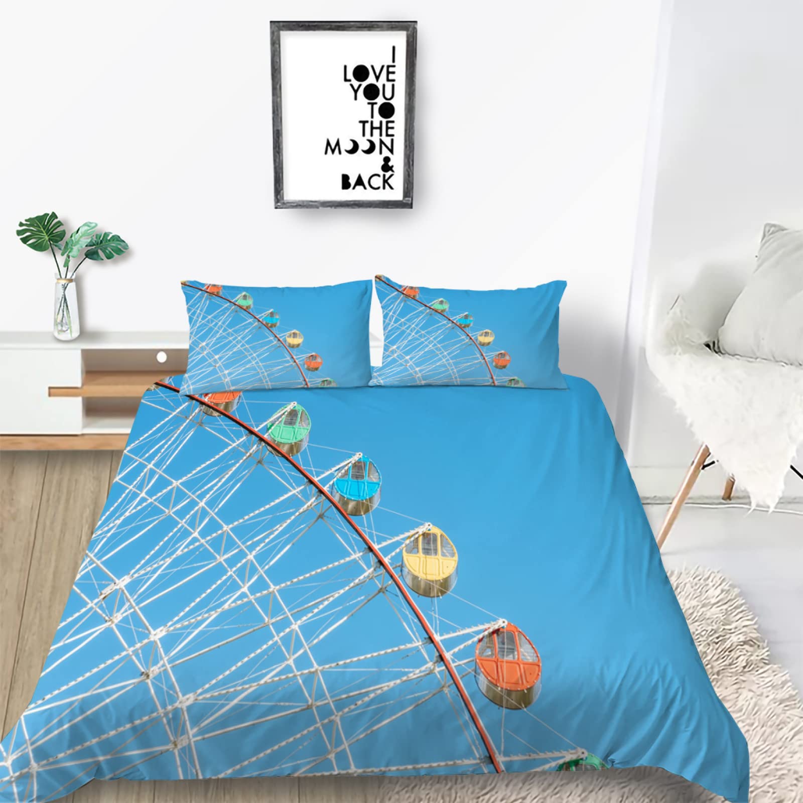 Blue Ferris Wheel Twin Comforter Set - 68
