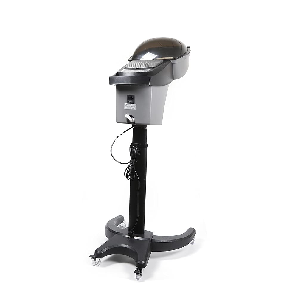 Professional Hair Steamer with Rolling Stand - Micro Mist Salon Styling Hooded Floor Iron for Hair Treatment & Spa Care | Home & Salon Use | Deep Conditioning Oil Treatment (Black) | Perfect for Salons, Spas & At-Home Hair Care Routines