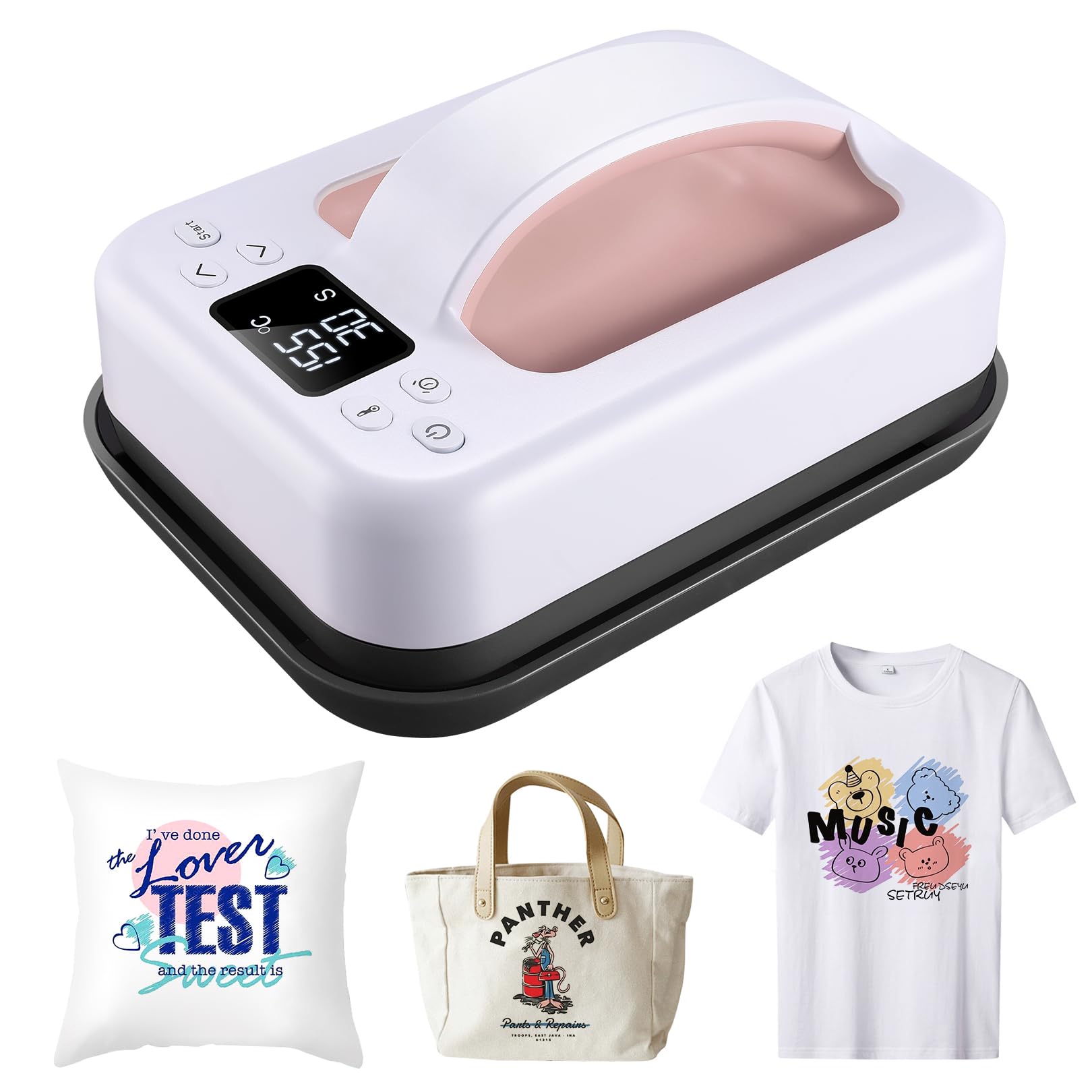 7×5 Inch Mini Heat Press Machine for T-Shirts, Hats & Bags - Portable Easy Press for DIY Heat Transfer - Perfect for Christmas Gifts & Crafts (Pink) | Great for Home Use, Small Businesses & Crafting Projects