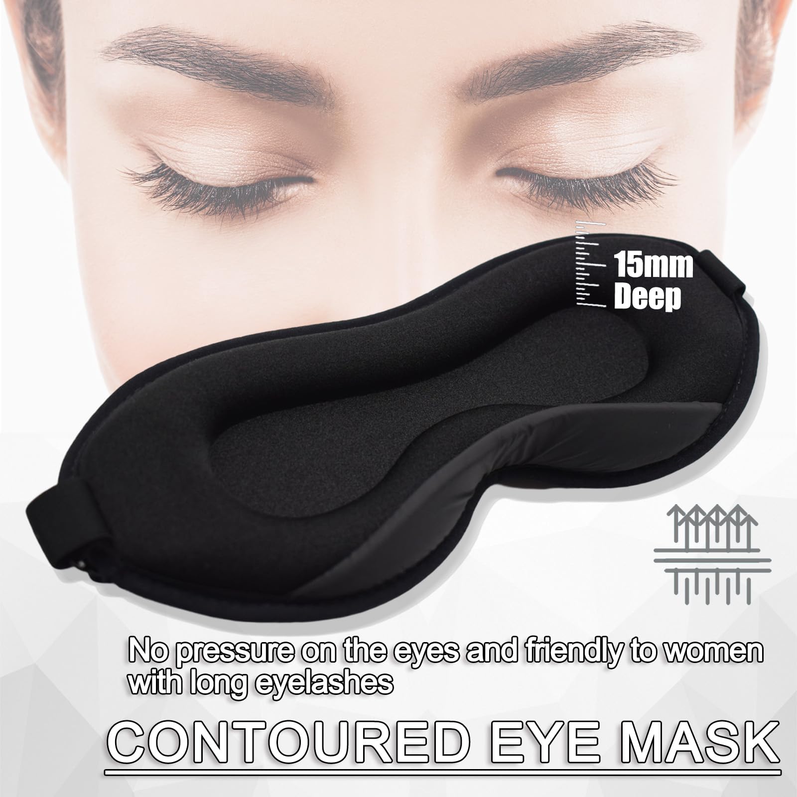 3D Sleep Mask for Sleeping - 100% Blackout Eye Mask for Women & Men | Adjustable Eyelash-Friendly Design | Breathable Travel Eye Mask for Side Sleepers | Perfect for Yoga, Flights & Nighttime Relaxation